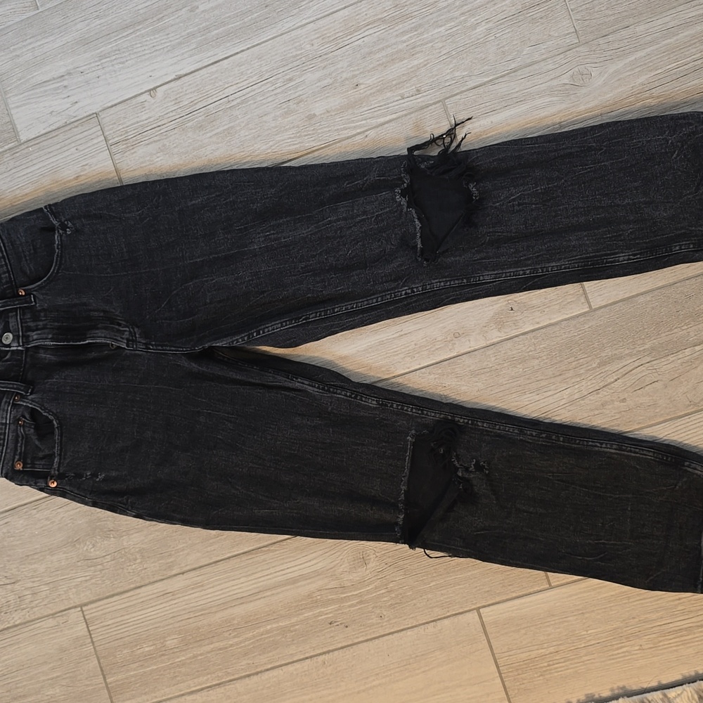 Abercrombie & Fitch Curve Love 4 Faded Black Ultra High Rise Ankle Straight Jean